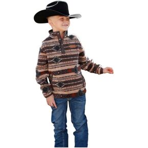 Cinch Boy's 1/4 Snap Polar Fleece in Brown in Saudi Arabia
