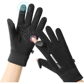 Winter Fingerless Gloves for Men Women Touchscreen, Cold Weather Thermal Sport Gloves for FishingRunning Cycling Driving Hiking, Warm Work Gloves (Black,Black-XL-001) in Kuwait