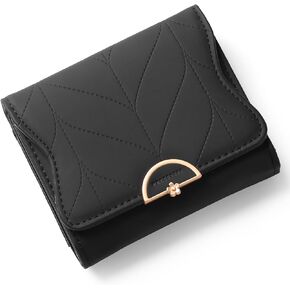 Charming Women's Bifold Leather Wallet with Zippered Coin Compartment & RFID Blocking Security (Black) in Kuwait