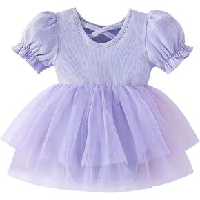 Newborn Baby Girl Romper Dress Ruffle Short Sleeve Solid Casual Tulle Dresses Baby Girl Clothes for Girls 0-24Months in Kuwait