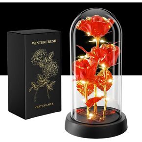 وردة زجاجية مضيئة فاخرة من WINTERCRUSH - عيد ميلاد مثالي، عيد الأم، عيد الحب للنساء، الأم، الزوجة، الجدة، أو الصديقة - وردة قوس قزح ملونة، مثالية لديكور المنزل (أحمر) in Kuwait