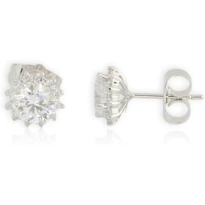 Elegant Plated Cubic Zirconia Stud Earrings, Crystal Clear Floral Design, Women's Fashion Jewelry, Perfect for Gifting in Saudi Arabia