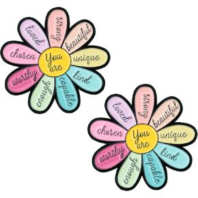 2-Pack Motivational Flower Enamel Pins 1.5" — "You Are" 9-Petal Pastel Daisy, Affirmation Lapel Backpack Hat Pins, You Are Enough Daisy Flower Brooch, Teacher & Nurse Gift in Saudi Arabia