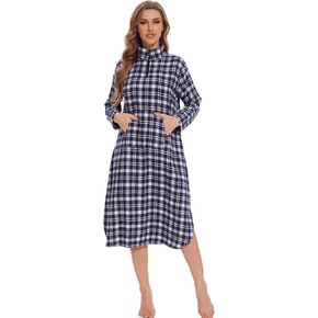 Zerbala Women's Flannel Nightgown Midi Night Gown with Pocket in Saudi Arabia