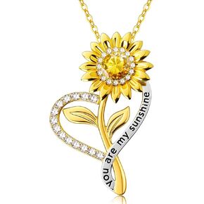Sunflower Necklace Anniversary for Gifts Women, 18K Gold Plated You Are My Sunshine Pendant for Her, Birthday Gifts for Wife Girlfriend Mom Daughter in Saudi Arabia