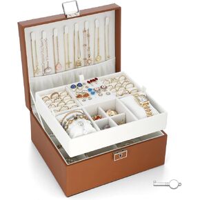 Jewelry Organizer Boxes for Women,Travel Jewelry Case, 2 Layers Removable Jewelry Box,Storage for Necklace, Bracelet, Earring,Rings,Jewelry Box Gifts for Women Girls in Kuwait
