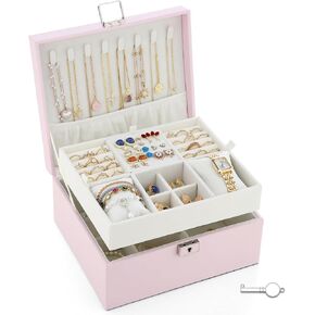 Jewelry Organizer Boxes for Women,Travel Jewelry Case, 2 Layers Removable Jewelry Box,Storage for Necklace, Bracelet, Earring,Rings,Jewelry Box Gifts for Women Girls in Saudi Arabia