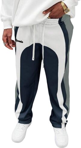 ZAFUL Men's Baggy Sweatpants Drawstring Straight Leg Workout Joggers Colorblock Casual Loose Lounge Pants in Saudi Arabia
