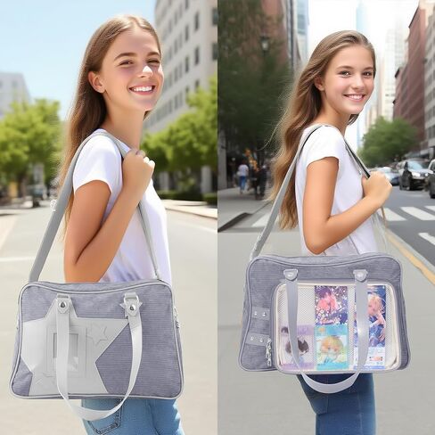 Kawaii Ita Bag Crossbody, Pin Purse, Messenger Bag Pin Display,Shoulderbag with Transparent Incert, Corduroy in Saudi Arabia