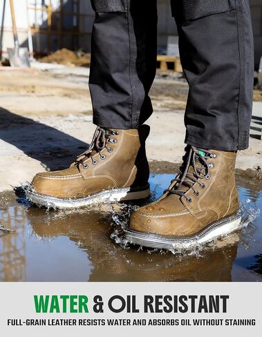 SKPRO Men's Steel Toe Work Boots, 6'' Moc Toe Safety Boots, Non Slip Comfortable Construction Wedge Work Shoes in Saudi Arabia