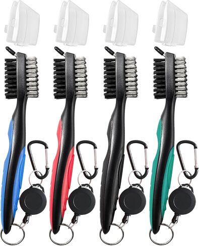 3 Pack Golf Club Brush and Club Groove Cleaner with Retractable Zip-line and Aluminum Carabiner Cleaning Tools , Golf Accessories, Golf Gifts for Men , Golf Ball Cleaner, Easily Attaches to Golf Bag in Kuwait