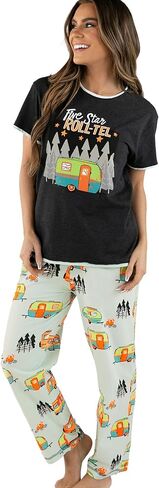 Lazy One Women's Pajama Set, Short Sleeves with Cute Prints, Relaxed Fit, Dog and Cat Prints in Saudi Arabia