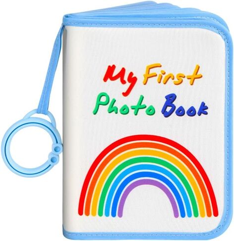 Baby Photo Album, 21 4x6 Photos, Soft Cloth, Name Tags, Blue | Soft Baby Memory Album Suits Newborn Photos, Baby Shower Keepsakes, Toddler Picture Play, and Family Travel Moments in Saudi Arabia