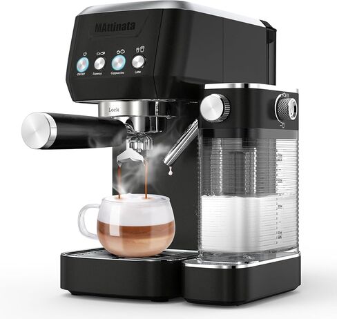 Cappuccino Coffee Machine, Espresso Machine Touchscreen Control with Auto Milk Frother, Stainless Steel Espresso Maker 20 Bar, Latte Coffee Maker with for Home, Office with Timer in Saudi Arabia