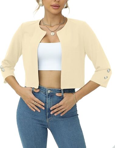 3/4 Sleeve Ladies Cardigan to wear Over Dress Open Front Knit Cropped Bolero Shrug Cardigan Sweater for Women S-XXL in Saudi Arabia