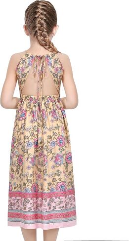 فستان للفتيات من Sunny Fashion برباط خلفي على شكل زهرة أسود ووردي كاجوال للحفلات in Kuwait