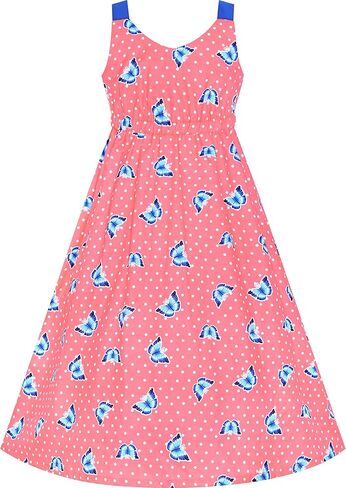Sunny Fashion Girls Dress Tie Back Flower Black Pink Casual Dress Party in Saudi Arabia
