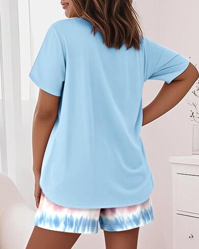 طقم بيجامات CHICME للنساء مكون من قطعتين Pjs Lounge طقم علوي ناعم بأكمام قصيرة وشورت نوم مع جيب in Kuwait