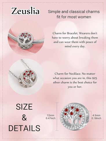 Tree of Life Birthstone Charms for Bracelets, 925 Sterling Silver Women Bead Charms for Charm Bracelets Necklace, Mother's Day Birthday Anniversary Jewelry Gifts for Wife Mom Grandma Daughter in Saudi Arabia