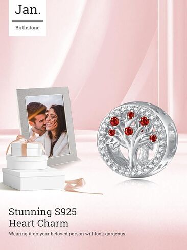 Tree of Life Birthstone Charms for Bracelets, 925 Sterling Silver Women Bead Charms for Charm Bracelets Necklace, Mother's Day Birthday Anniversary Jewelry Gifts for Wife Mom Grandma Daughter in Saudi Arabia