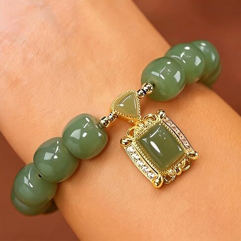 Jade Bracelet for Women Good Luck Charm Money Bracelet Wealth Natural Stone Green Beaded Jade Bangle Blessing Charm Red Jewelry Friendship Birthday Gifts in Saudi Arabia