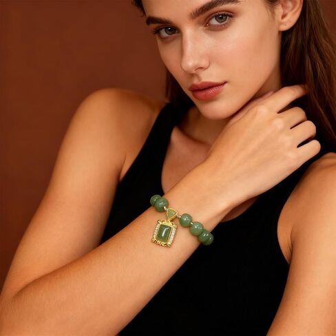 Jade Bracelet for Women Good Luck Charm Money Bracelet Wealth Natural Stone Green Beaded Jade Bangle Blessing Charm Red Jewelry Friendship Birthday Gifts in Saudi Arabia