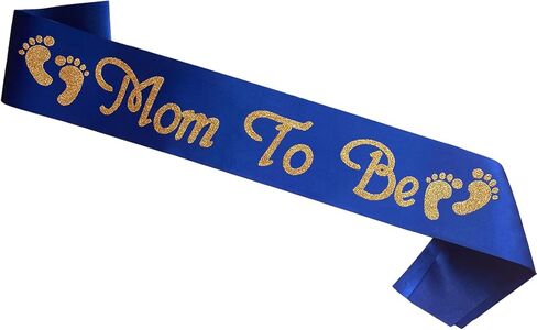 Mom to be Sash, Satin with Gitter Font with Baby Foot, Best Baby Shower Mommy Decorations Mother Gifts, Gender Reveal Party Baby Boy Or Girl Neutral (Black - Silver) in Kuwait