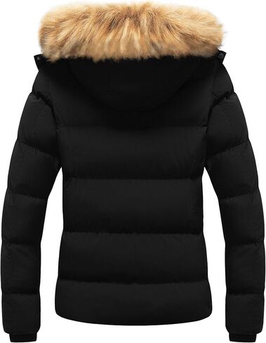 CREATMO US Women's Winter Jacket Warm Thicken Quilted Puffy Jackets Waterproof Snow Coat with Removable Hood in Saudi Arabia