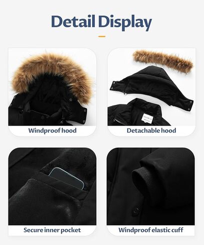 CREATMO US Women's Winter Jacket Warm Thicken Quilted Puffy Jackets Waterproof Snow Coat with Removable Hood in Saudi Arabia