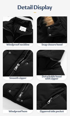 CREATMO US Women's Winter Jacket Warm Thicken Quilted Puffy Jackets Waterproof Snow Coat with Removable Hood in Saudi Arabia