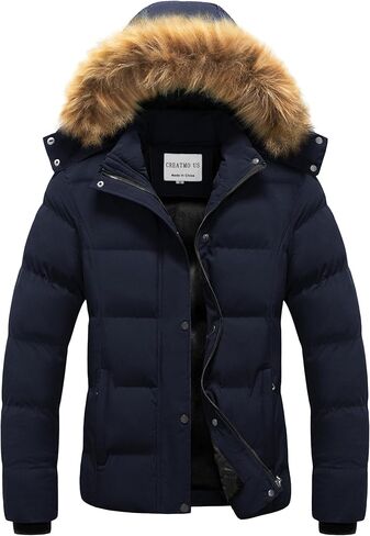 CREATMO US Women's Winter Jacket Warm Thicken Quilted Puffy Jackets Waterproof Snow Coat with Removable Hood in Saudi Arabia