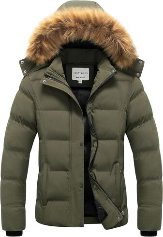 CREATMO US Women's Winter Jacket Warm Thicken Quilted Puffy Jackets Waterproof Snow Coat with Removable Hood in Saudi Arabia
