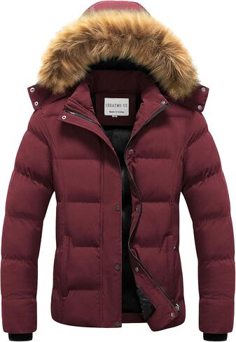 CREATMO US Women's Winter Jacket Warm Thicken Quilted Puffy Jackets Waterproof Snow Coat with Removable Hood in Saudi Arabia