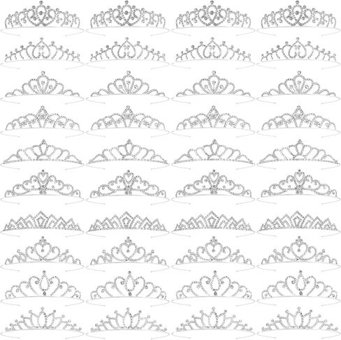 40 Pcs Tiaras Crowns for Girls Women Small Silver Princess Tiara Bulk Crown Tiaras Rapunzel Crowns for Wedding Birthday Crystal Tiara for Prom, Bride, Pageant, Halloween in Saudi Arabia