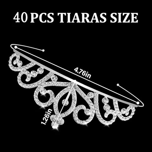 40 Pcs Tiaras Crowns for Girls Women Small Silver Princess Tiara Bulk Crown Tiaras Rapunzel Crowns for Wedding Birthday Crystal Tiara for Prom, Bride, Pageant, Halloween in Saudi Arabia
