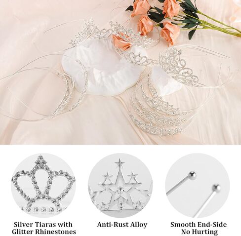 40 Pcs Tiaras Crowns for Girls Women Small Silver Princess Tiara Bulk Crown Tiaras Rapunzel Crowns for Wedding Birthday Crystal Tiara for Prom, Bride, Pageant, Halloween in Saudi Arabia