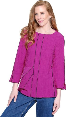 Ali Miles Textured Woven Popover for Women, Magenta in Saudi Arabia