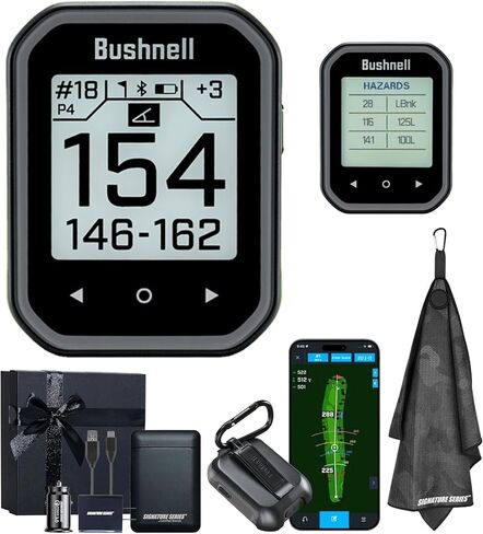 Bushnell Golf Phantom 3 Slope GPS Handlheld (Green) | 38,000+ Courses, Slope Compensation, Hazard Info, Distance Calculator, Scorekeeping, Magnet Mount, Touchscreen | Signature Series Golf Towel in Kuwait