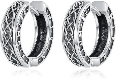 URONE Celtic Knot Hoop Earrings 925 Sterling Silver Viking Men Hoop Earrings Celtic Jewelry Gifts for Women Men in Saudi Arabia