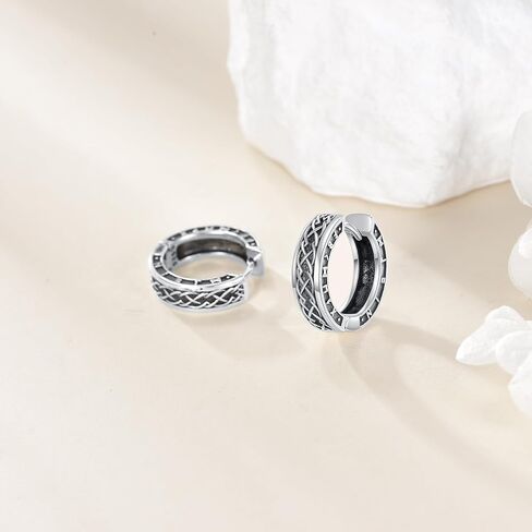 URONE Celtic Knot Hoop Earrings 925 Sterling Silver Viking Men Hoop Earrings Celtic Jewelry Gifts for Women Men in Saudi Arabia