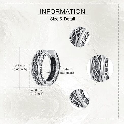 URONE Celtic Knot Hoop Earrings 925 Sterling Silver Viking Men Hoop Earrings Celtic Jewelry Gifts for Women Men in Saudi Arabia