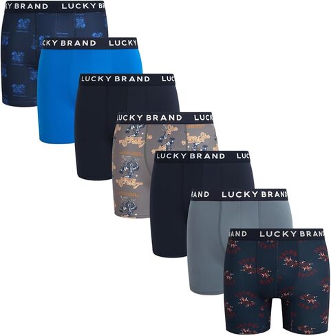 Lucky Brand Mens Boxer Briefs - 7 Pack Soft Stretch Boxer Briefs for Men, Tag-Free Mens Underwear with Pouch, 6" Inseam in Kuwait