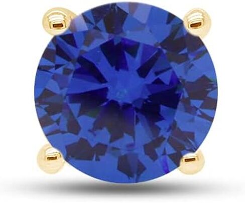1/2 Carat Round Cut Simulated Blue Sapphire Single Solitaire Stud Earring In 14k Gold Plated 925 Sterling Silver Jewelry Gift For Mens Birthday (0.50 Cttw) in Saudi Arabia
