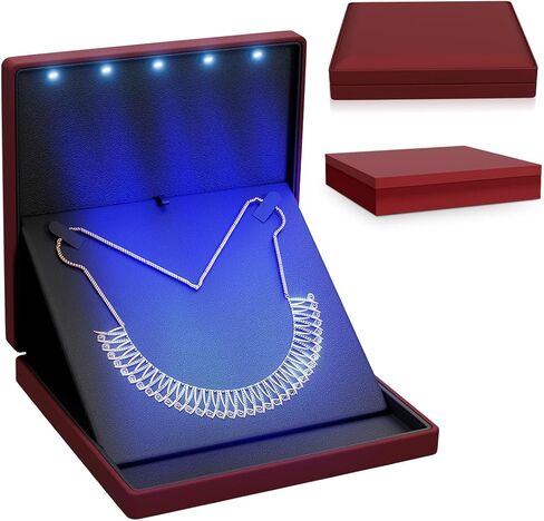 Elegant LED Light Necklace Box – Luxury Gift Holder for Jewelry, Weddings, Anniversaries, and Storage (Black) in Saudi Arabia