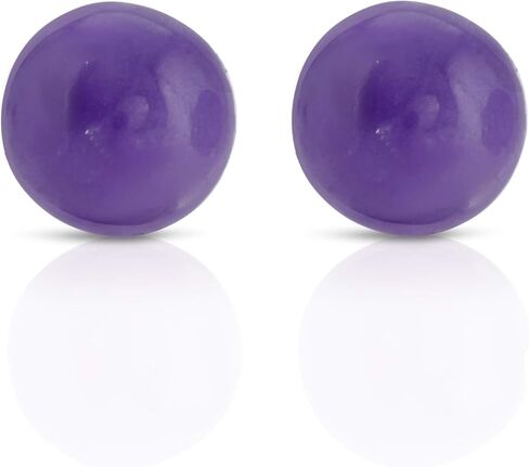 14K Yellow Gold Large 10mm Genuine Jade Stud Earrings in Saudi Arabia