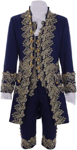 Men's 18th Century Rococo Costume 1700s Baroque Frock Coat Waistcoat Pants Set Halloween Prince Outfit in Saudi Arabia