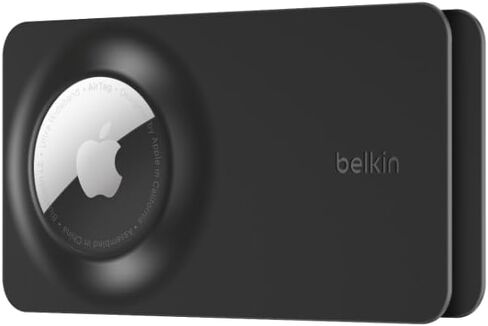 Belkin Apple Airtag محفظة آمنة - حامل محفظة رفيع - ضئيل من حجم بطاقة الائتمان النحيفة والمرنة للمحفظة ، حقيبة اليد ، الجيب ، حقيبة الظهر - الملحقات لـ Apple Airtag - Black (2 pack) in Kuwait