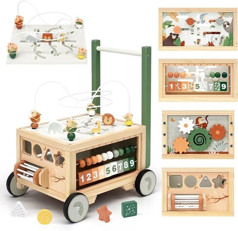 Joyreal Wooden Activity Cube for Baby - 8-in-1 Montessori Toys for 1 Year Old, Multipurpose Sensory and Educational Toy for 12M+ Baby Toddler, Kid, 1st Birthday Gifts Boy & Girl with Tree Theme in Kuwait