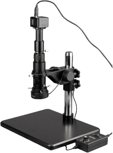 AmScope H800-5M Digital Monocular Inspection Microscope, 0.7X-5.0X Zoom Objective, 11X-80X Magnification, 4-1/8" Working Distance, Pillar Stand, 110V-240V, Includes 5MP Camera with Reduction Lens and Software in Saudi Arabia