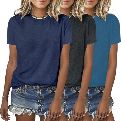 BLACKMYTH Womens 3 Pack Basic T Shirts Summer Tops 2026 Fashion Short Sleeve Comfy Casual Vacation Tees in Saudi Arabia